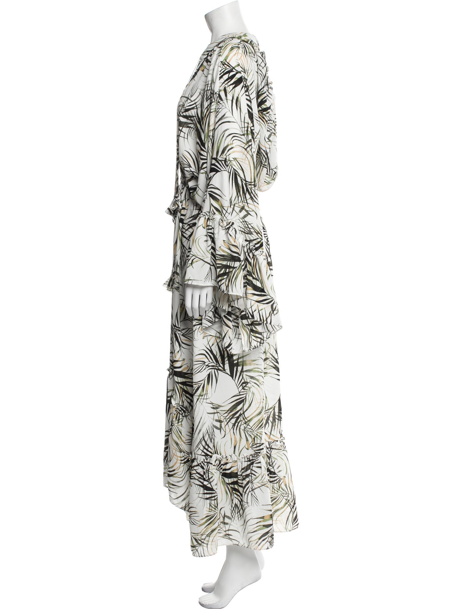 MISA Los Angeles Printed Ruffle Embellishment Robe