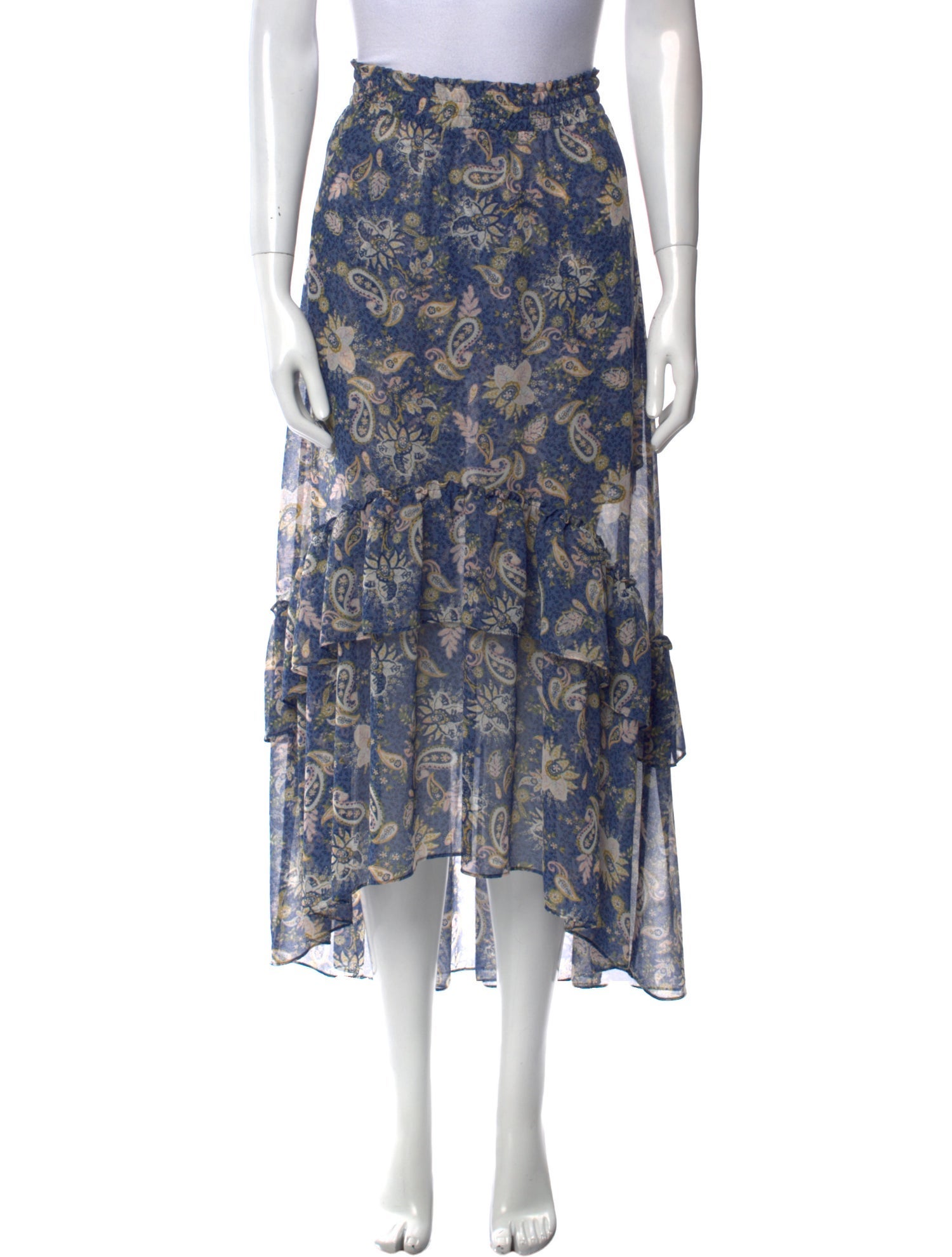 MISA Los Angeles Paisley Print Midi Length Skirt