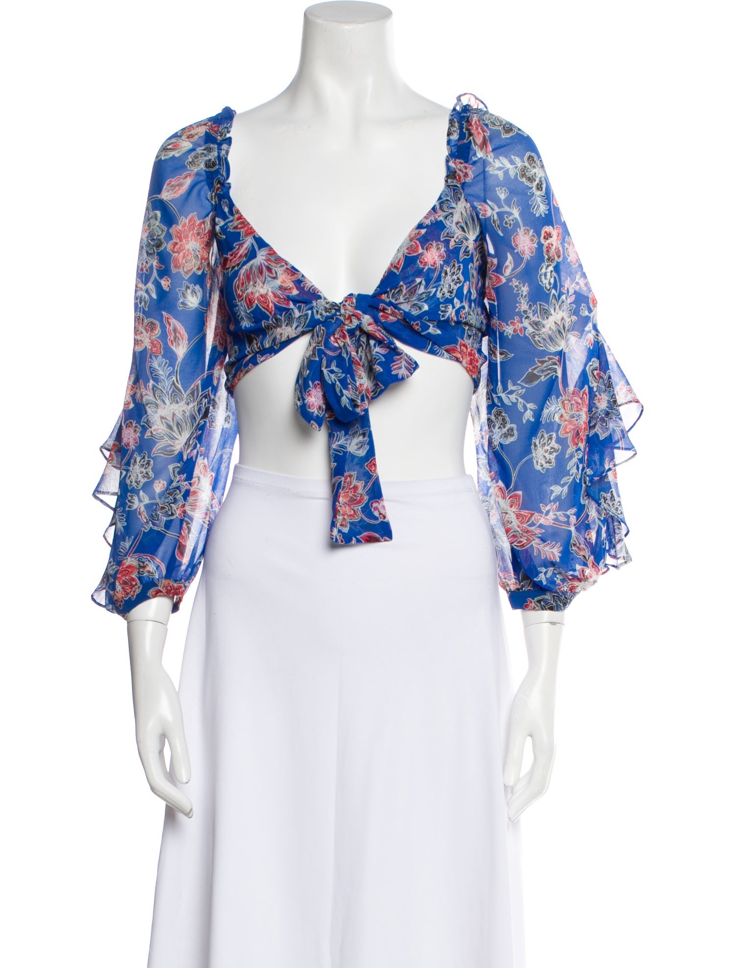 MISA Los Angeles Floral Print Square Neckline Crop Top w/ Tags