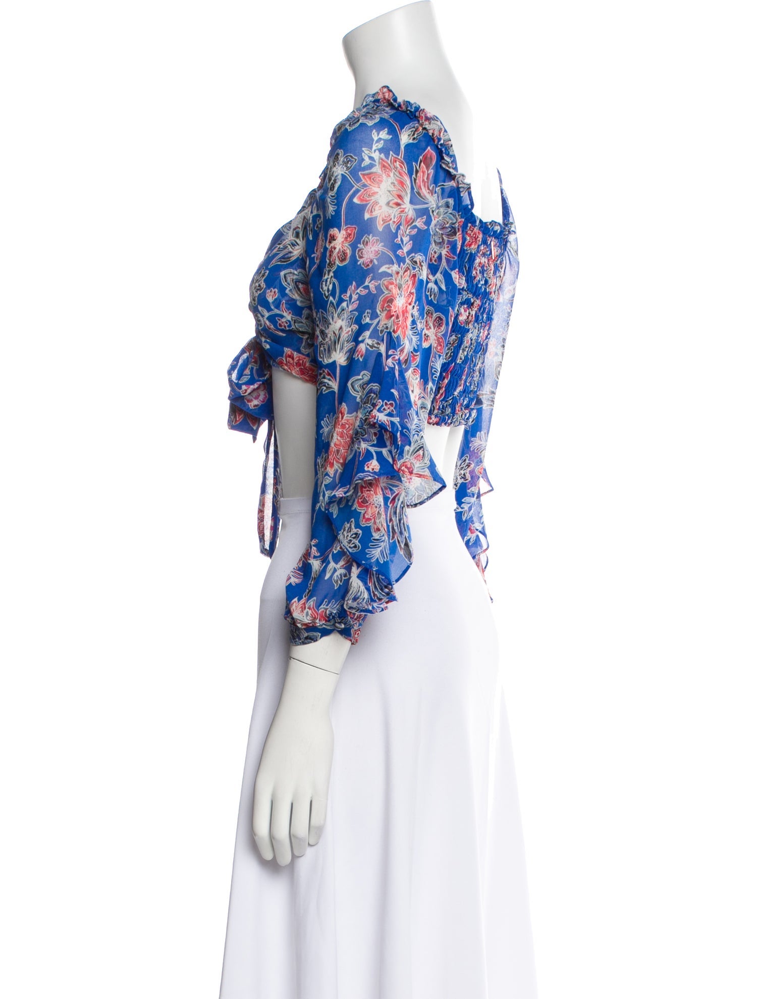 MISA Los Angeles Floral Print Square Neckline Crop Top w/ Tags