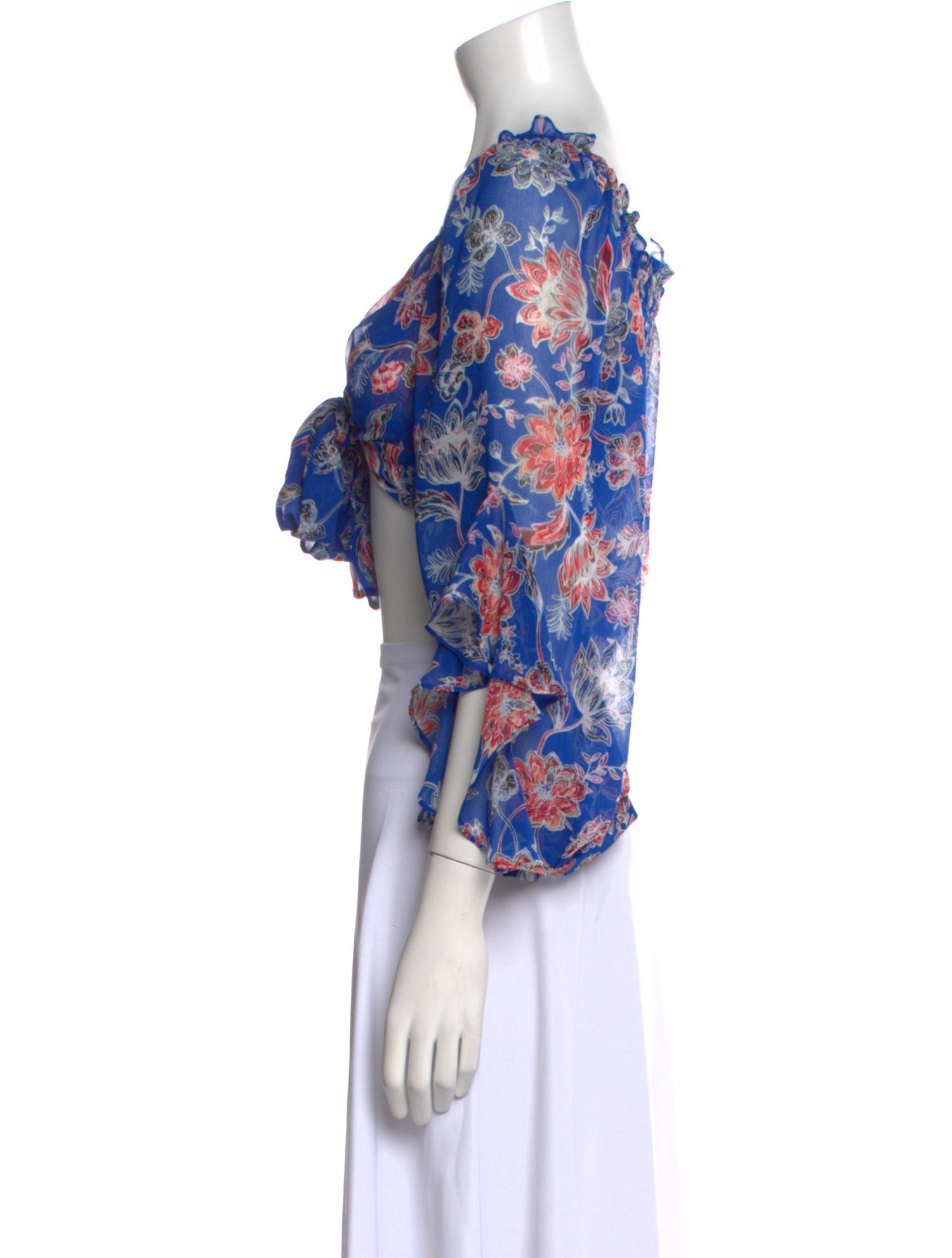 MISA Los Angeles Floral Print V-Neck Crop Top