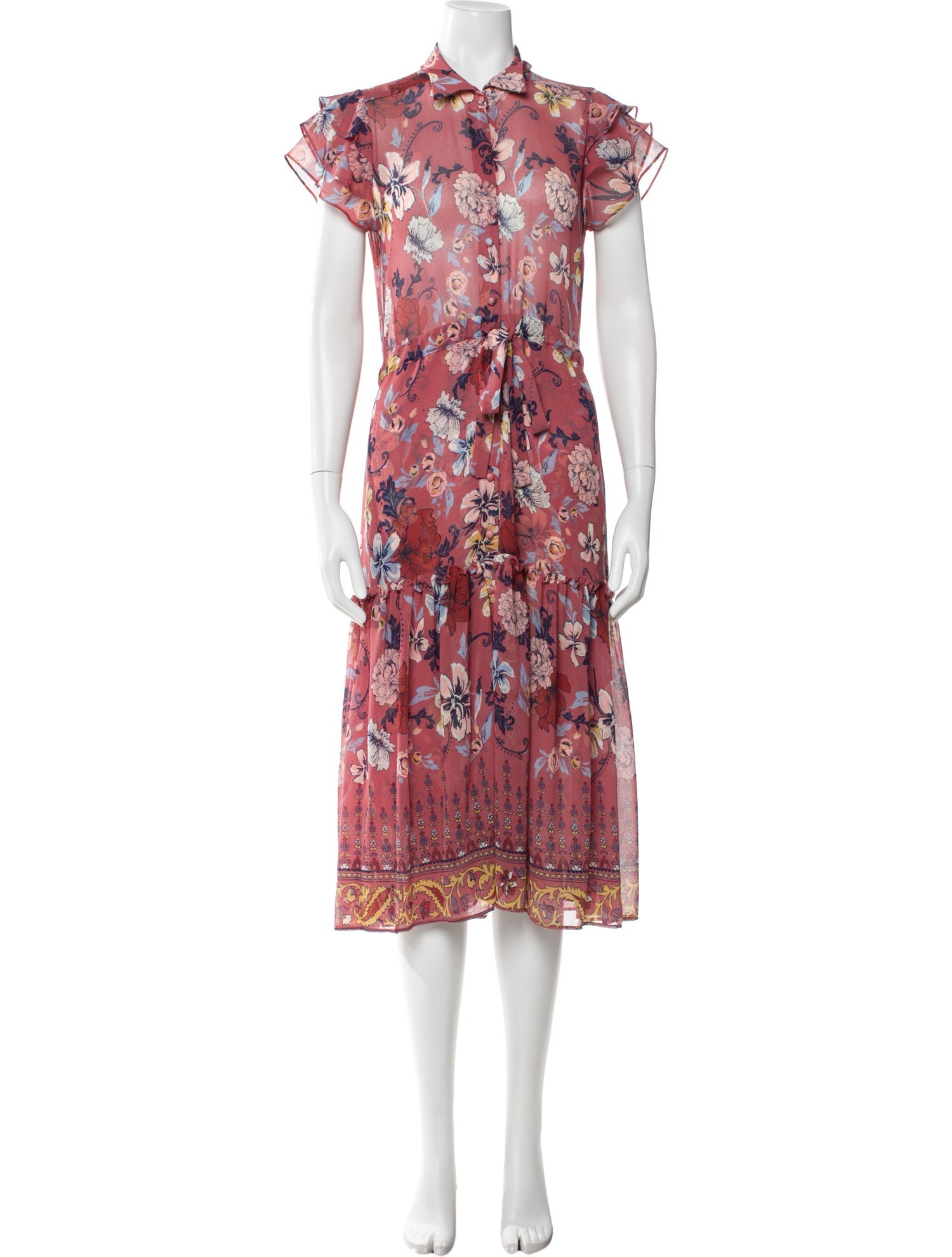MISA Los Angeles Floral Print Midi Length Dress