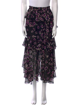 MISA Los Angeles Floral Print Midi Length Skirt