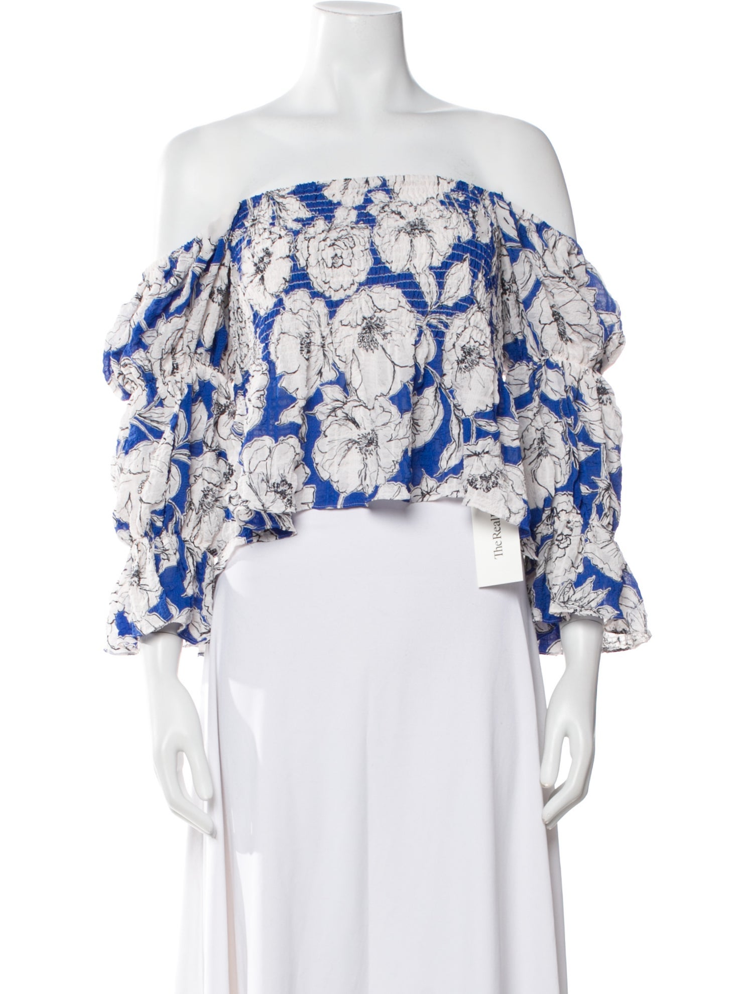 MISA Los Angeles Floral Print Off-The-Shoulder Crop Top w/ Tags