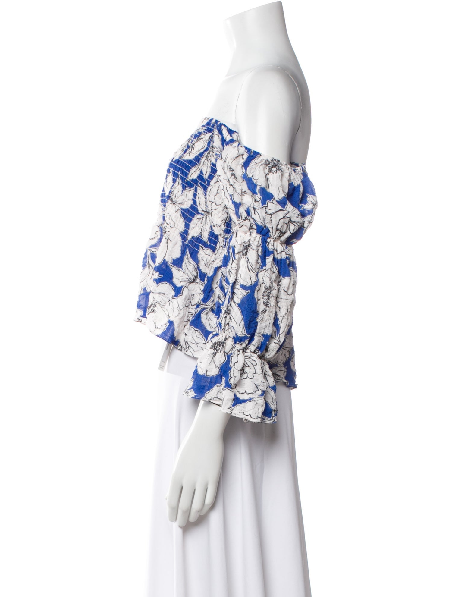 MISA Los Angeles Floral Print Off-The-Shoulder Crop Top w/ Tags