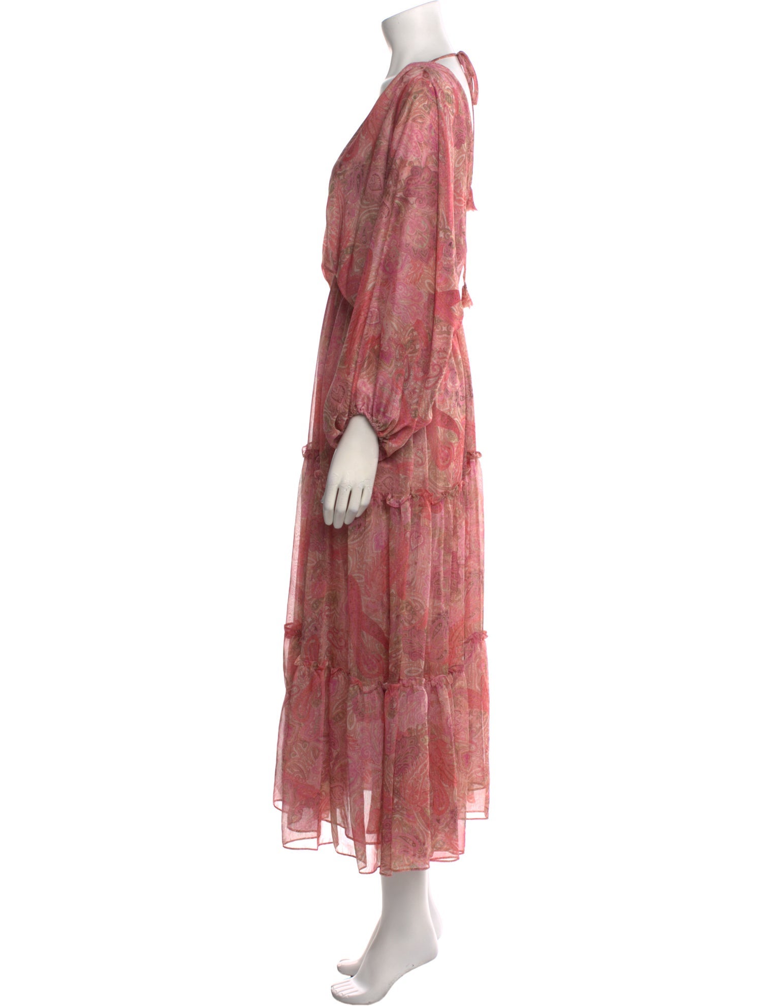 MISA Los Angeles Paisley Print Long Dress
