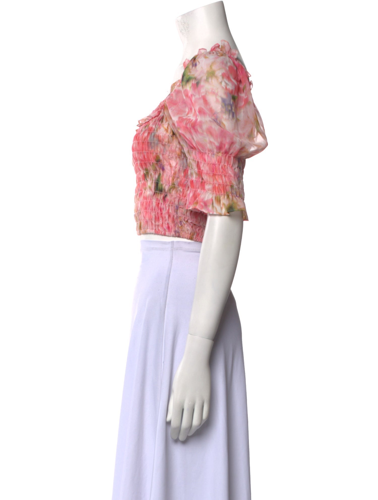 MISA Los Angeles Floral Print Square Neckline Crop Top