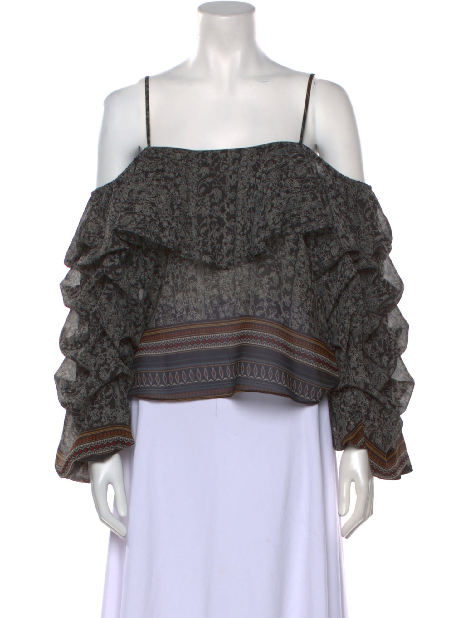 MISA Los Angeles Printed Square Neckline Top