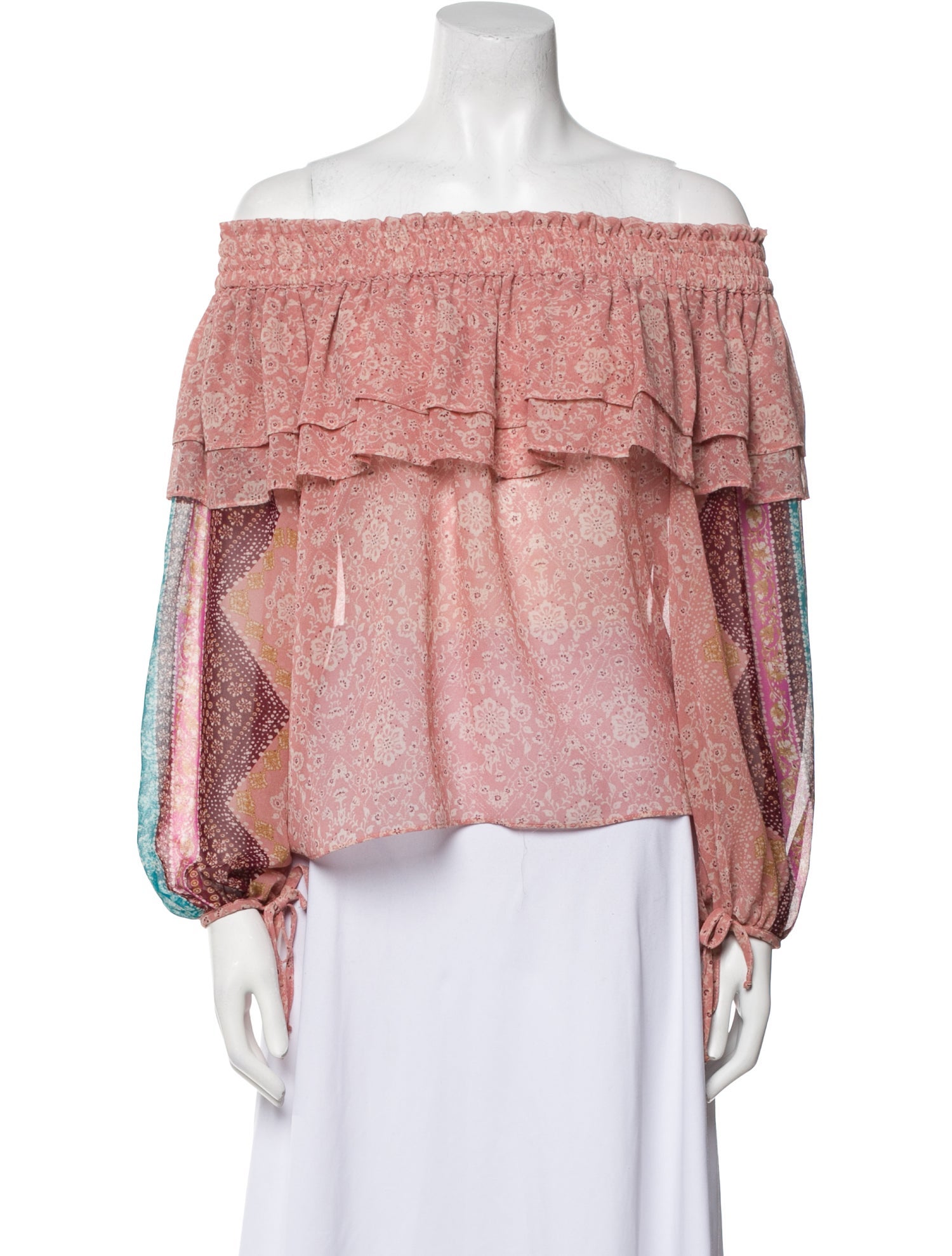 MISA Los Angeles Floral Print Off-The-Shoulder Blouse