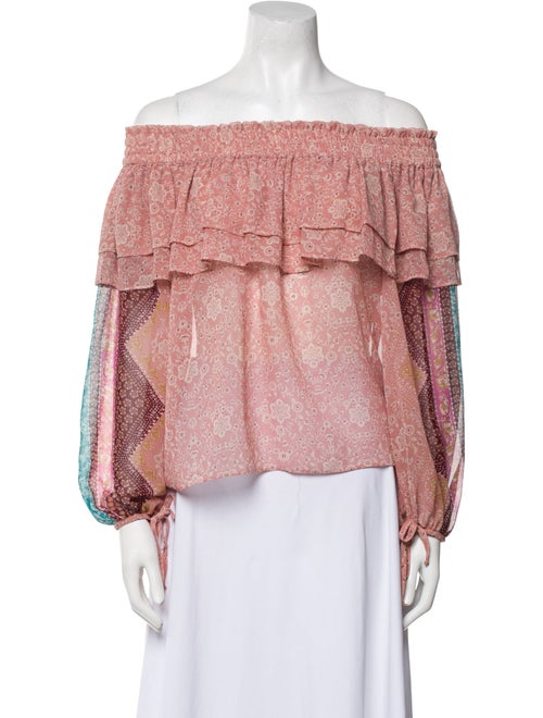 MISA Los Angeles Floral Print Off-The-Shoulder Blouse