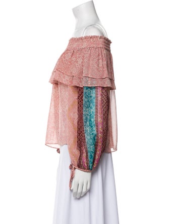 MISA Los Angeles Floral Print Off-The-Shoulder Blouse