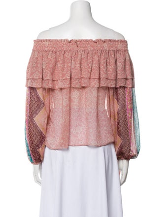 MISA Los Angeles Floral Print Off-The-Shoulder Blouse