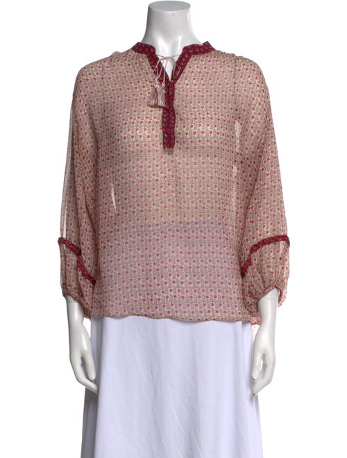 MISA Los Angeles Printed Mock Neck Blouse