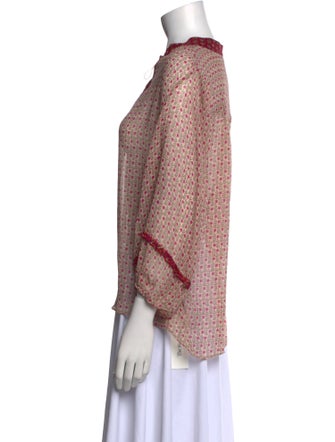 MISA Los Angeles Printed Mock Neck Blouse