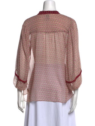 MISA Los Angeles Printed Mock Neck Blouse