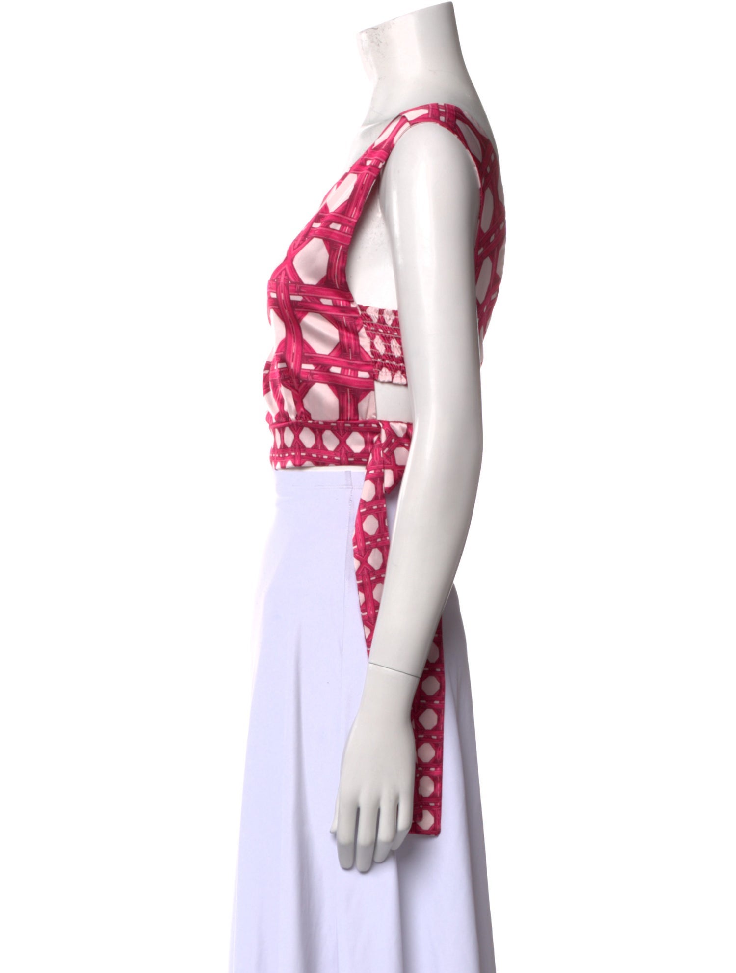 MISA Los Angeles Printed Bateau Neckline Crop Top w/ Tags