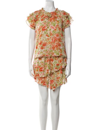 MISA Los Angeles Floral Print Embroidered Accent Skirt Set