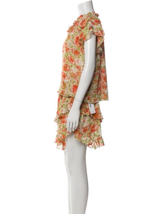 MISA Los Angeles Floral Print Embroidered Accent Skirt Set