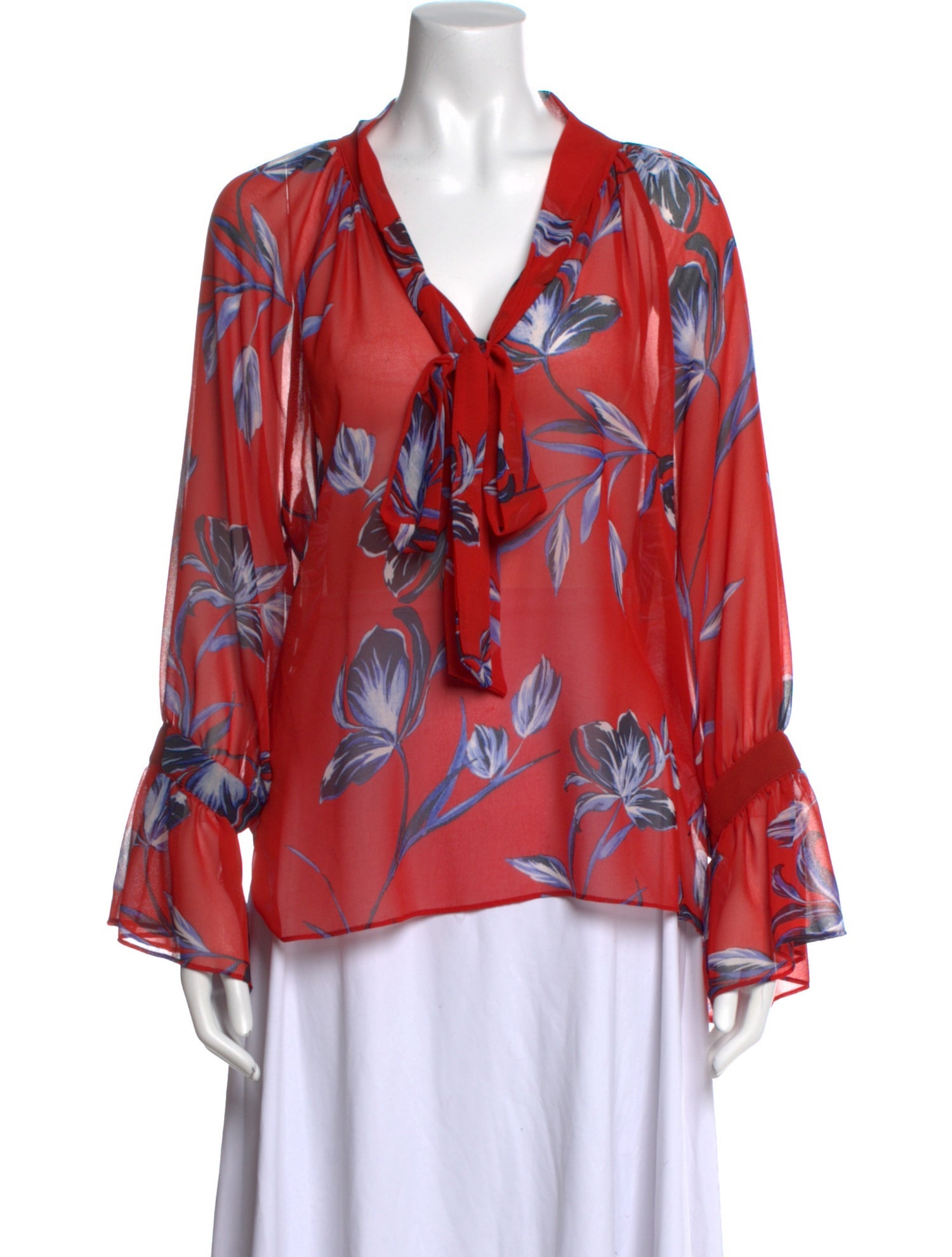 MISA Los Angeles Floral Print V-Neck Blouse