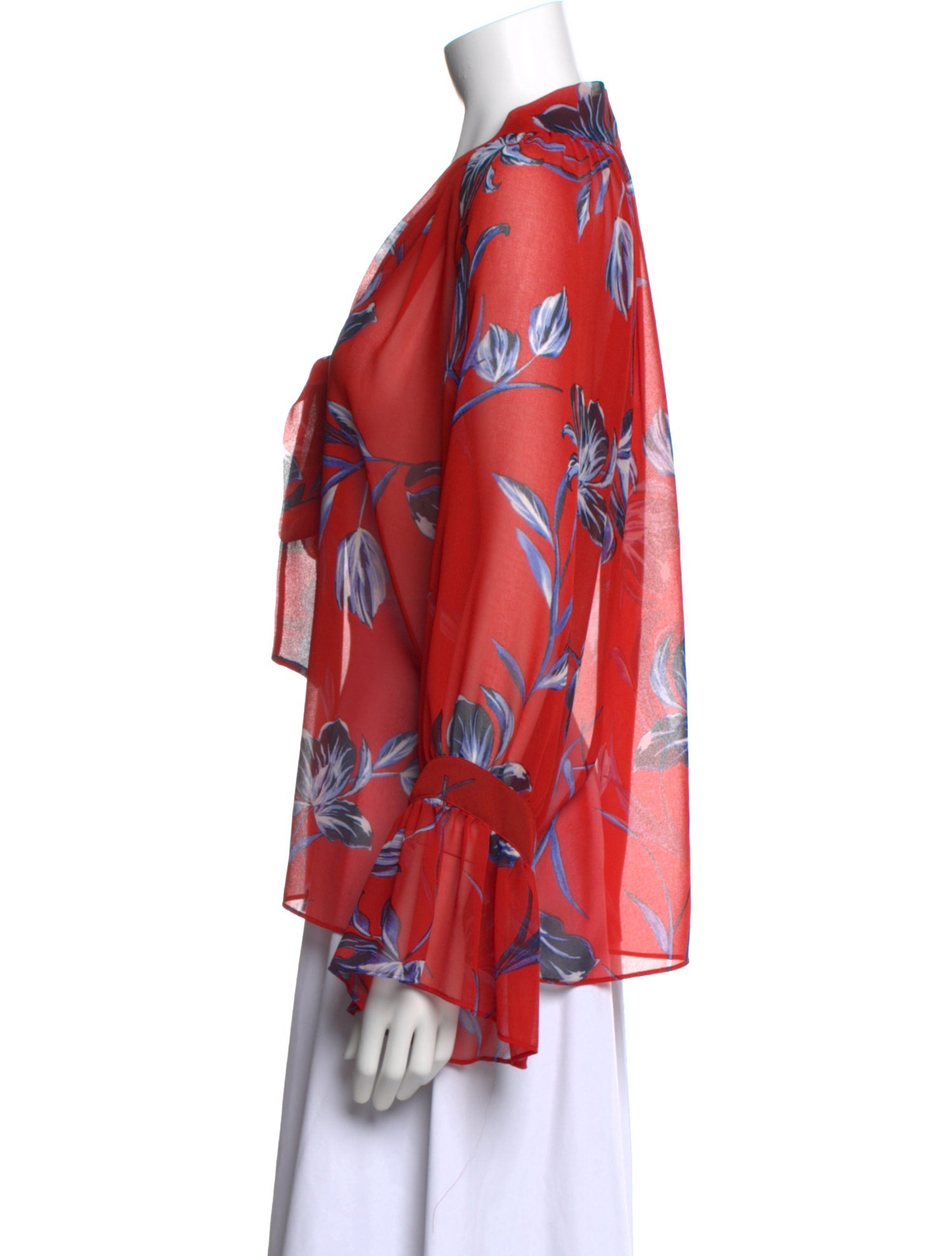 MISA Los Angeles Floral Print V-Neck Blouse