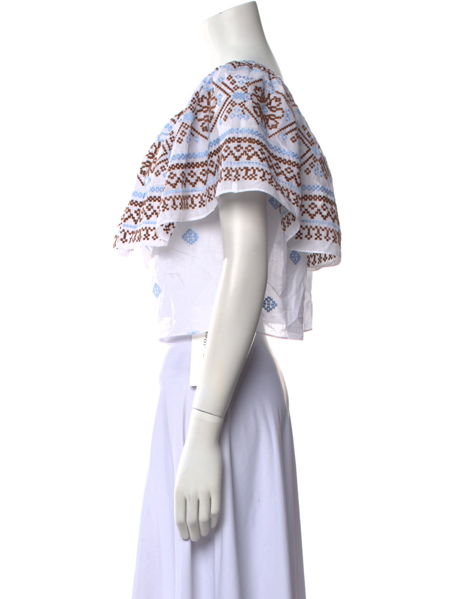 MISA Los Angeles Bateau Neckline Short Sleeve Crop Top