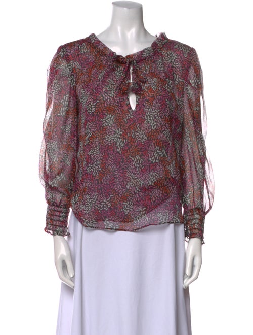 MISA Los Angeles Printed V-Neck Blouse