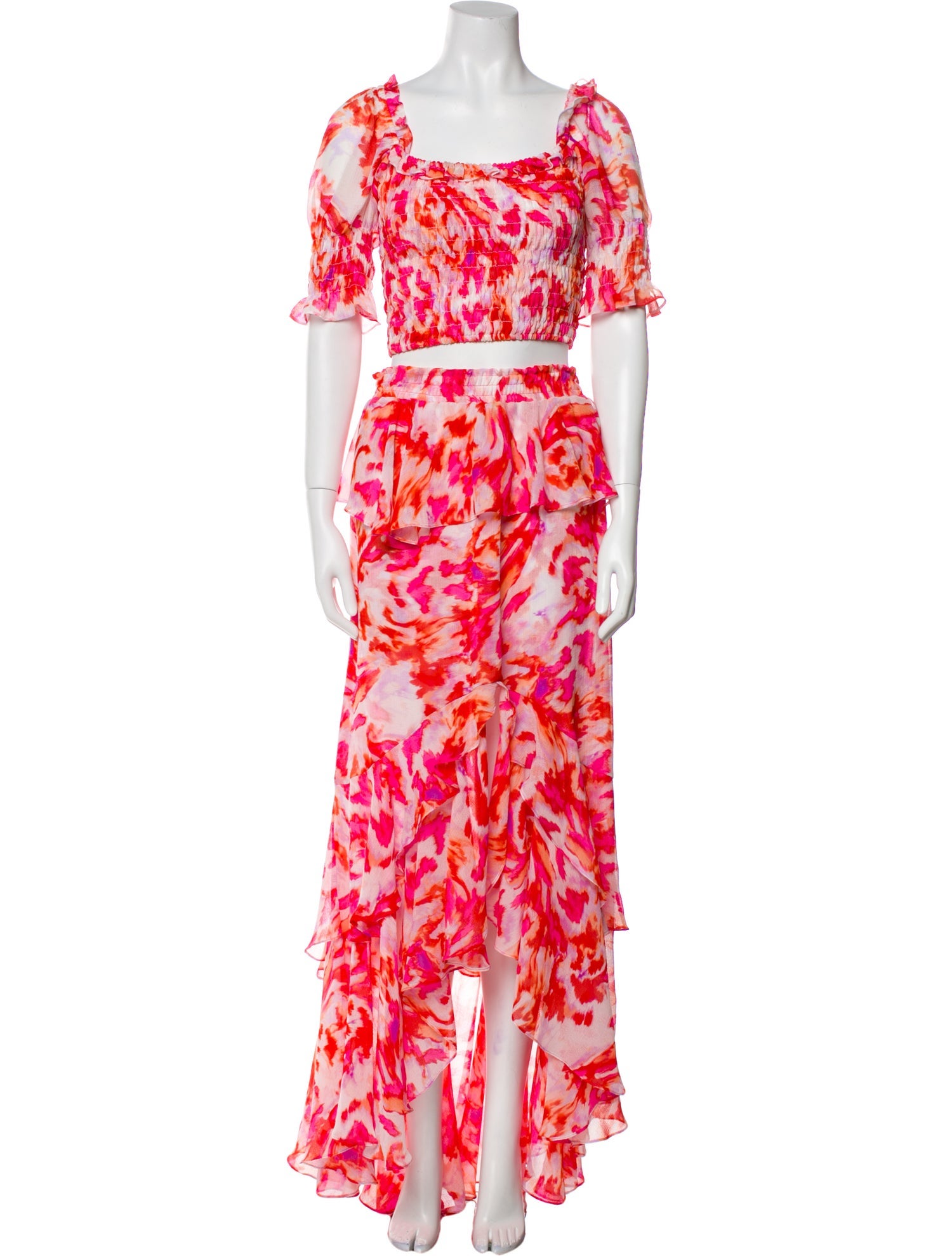 MISA Los Angeles Printed Ruffle Embellishment Skirt Set