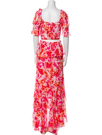 MISA Los Angeles Printed Ruffle Embellishment Skirt Set