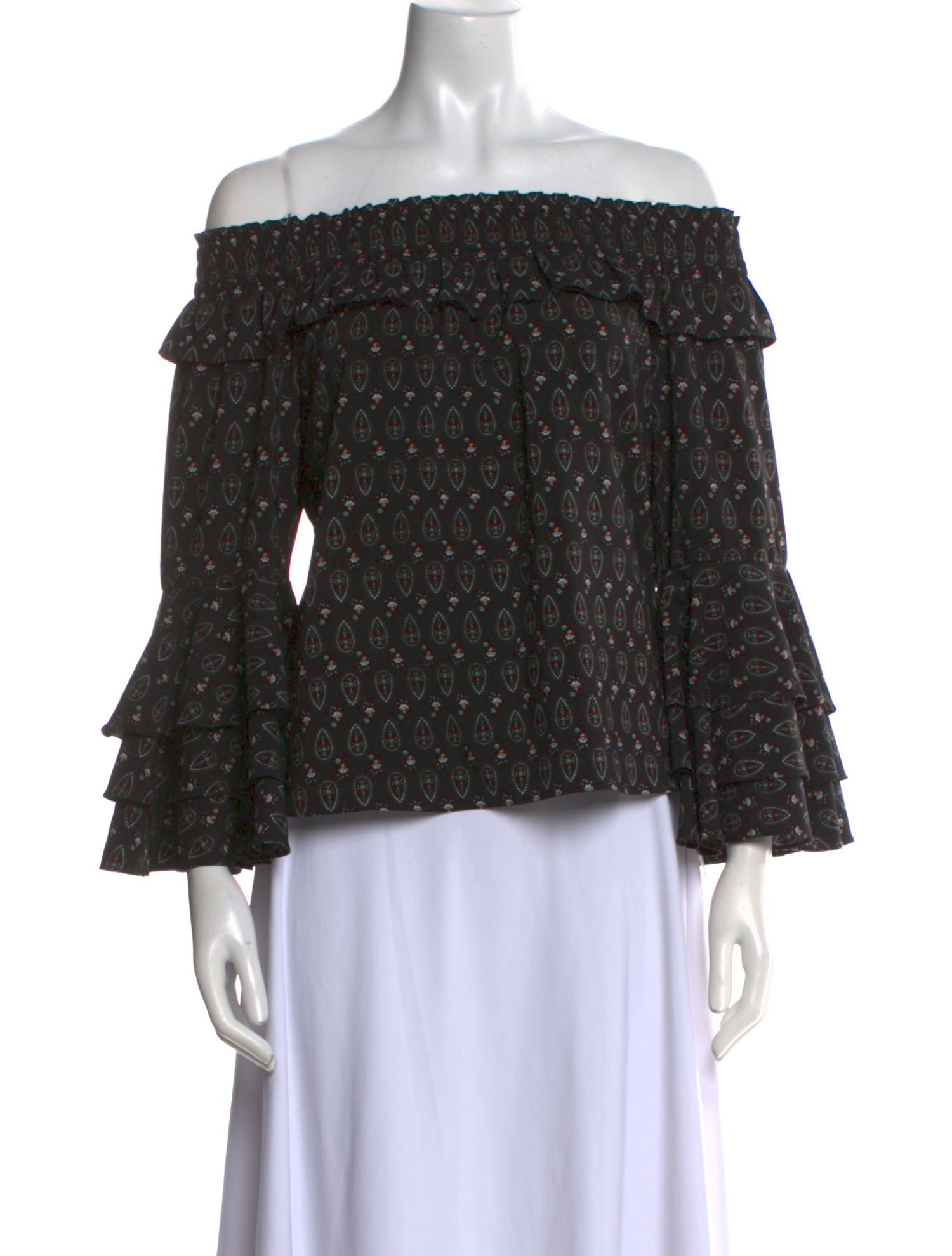 MISA Los Angeles Printed Off-The-Shoulder Blouse