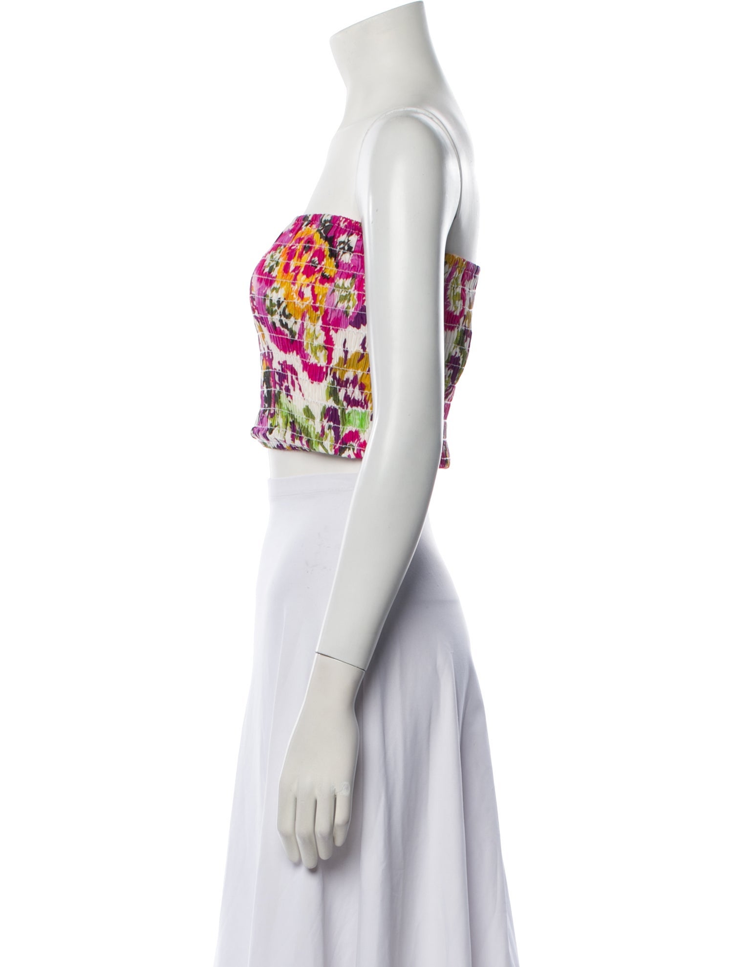 MISA Los Angeles Floral Print Strapless Crop Top