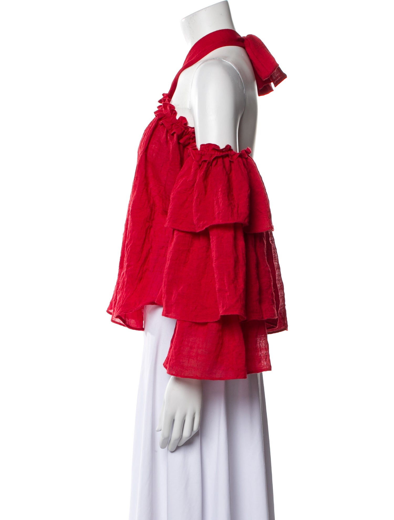 MISA Los Angeles Halterneck Three-Quarter Sleeve Blouse