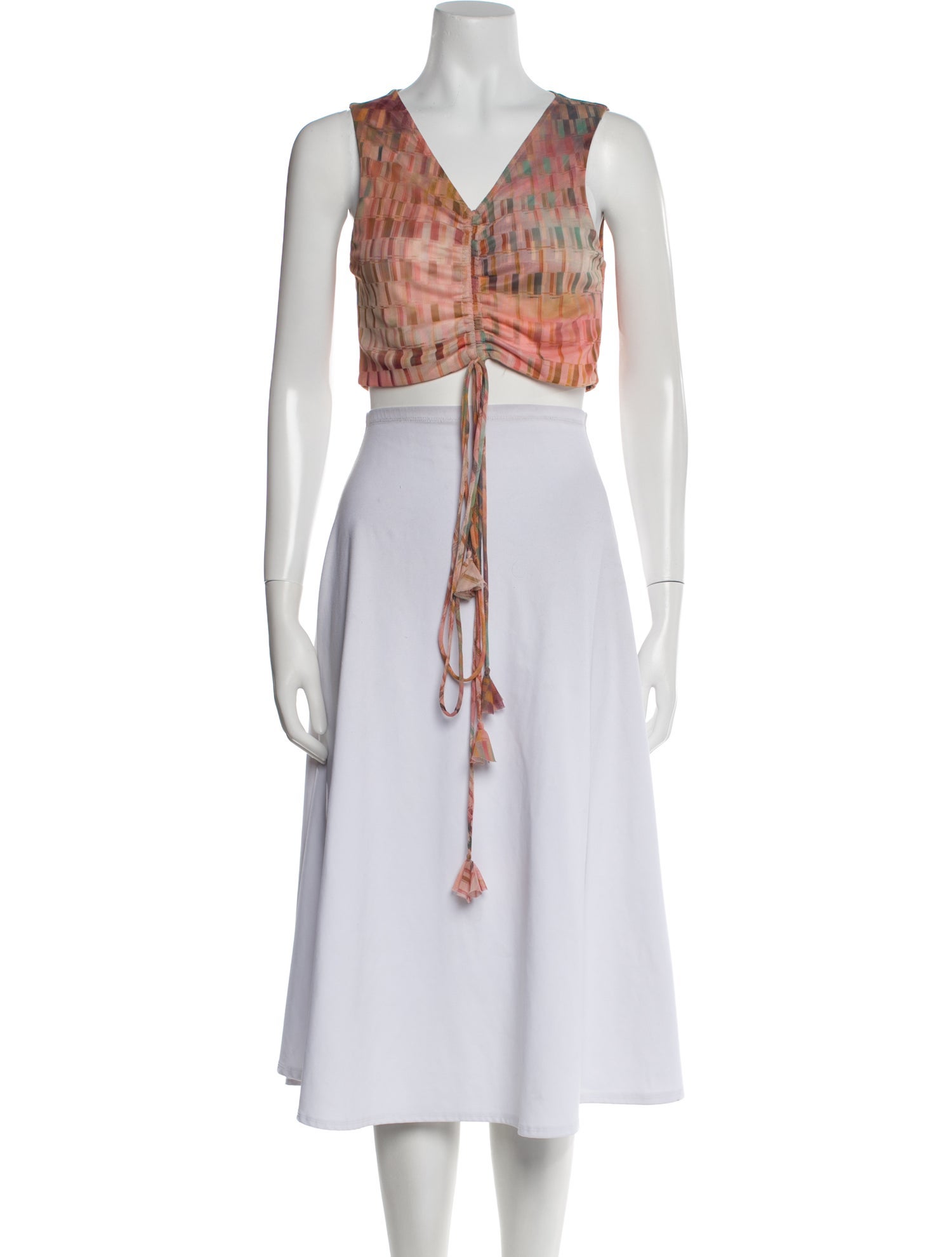 MISA Los Angeles Printed V-Neck Crop Top