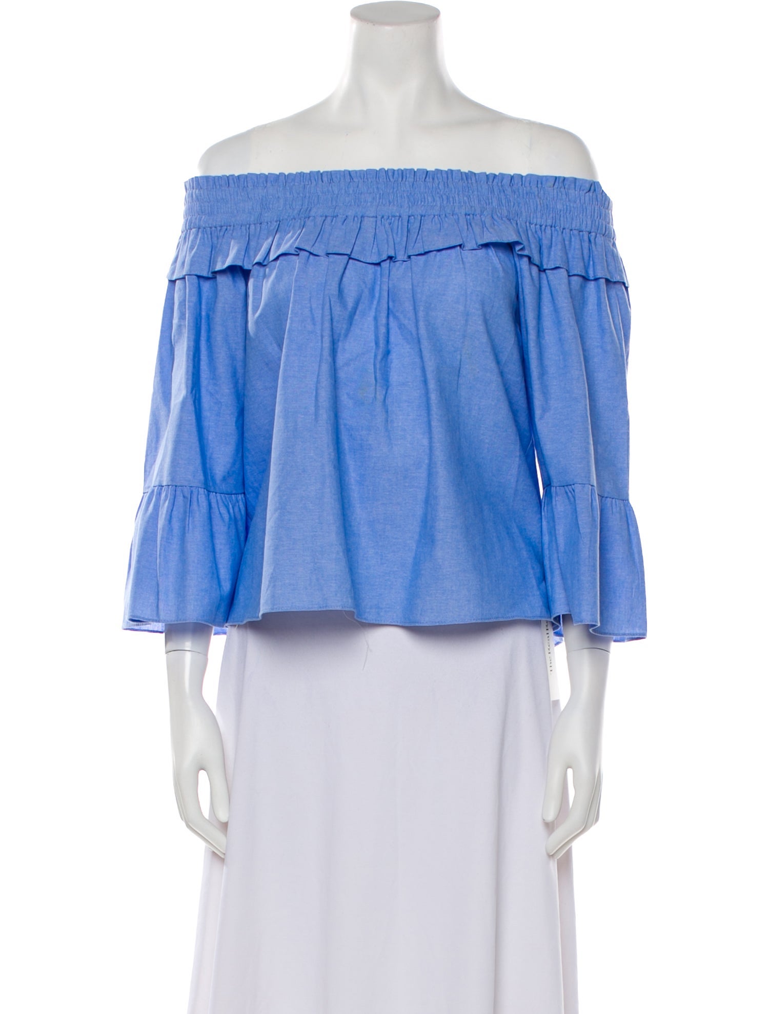 MISA Los Angeles Off-The-Shoulder Three-Quarter Sleeve Crop Top