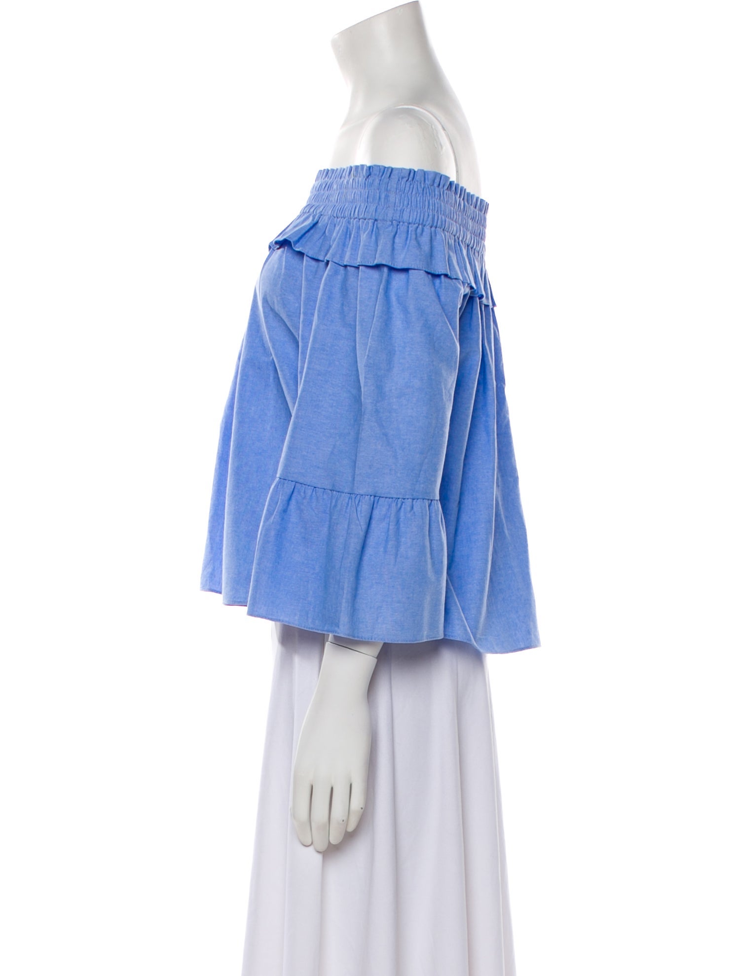 MISA Los Angeles Off-The-Shoulder Three-Quarter Sleeve Crop Top