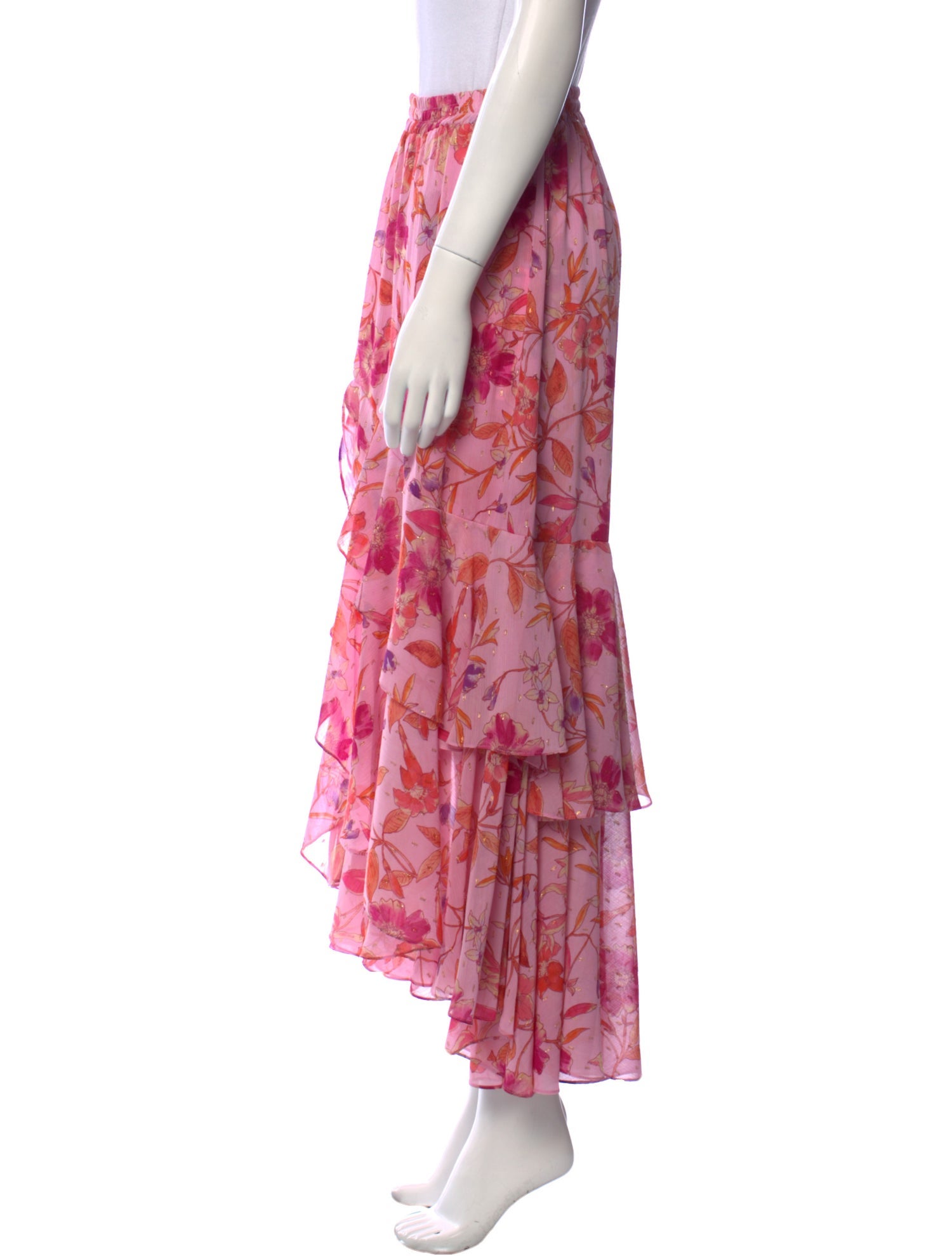 MISA Los Angeles Floral Print Midi Length Skirt