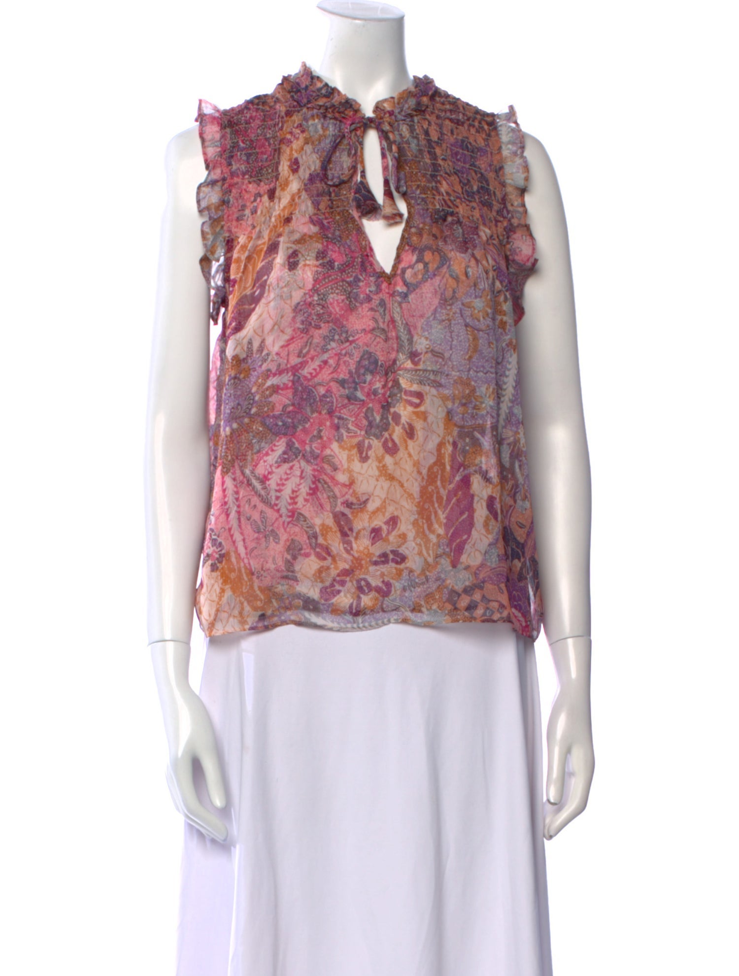 MISA Los Angeles Printed V-Neck Blouse