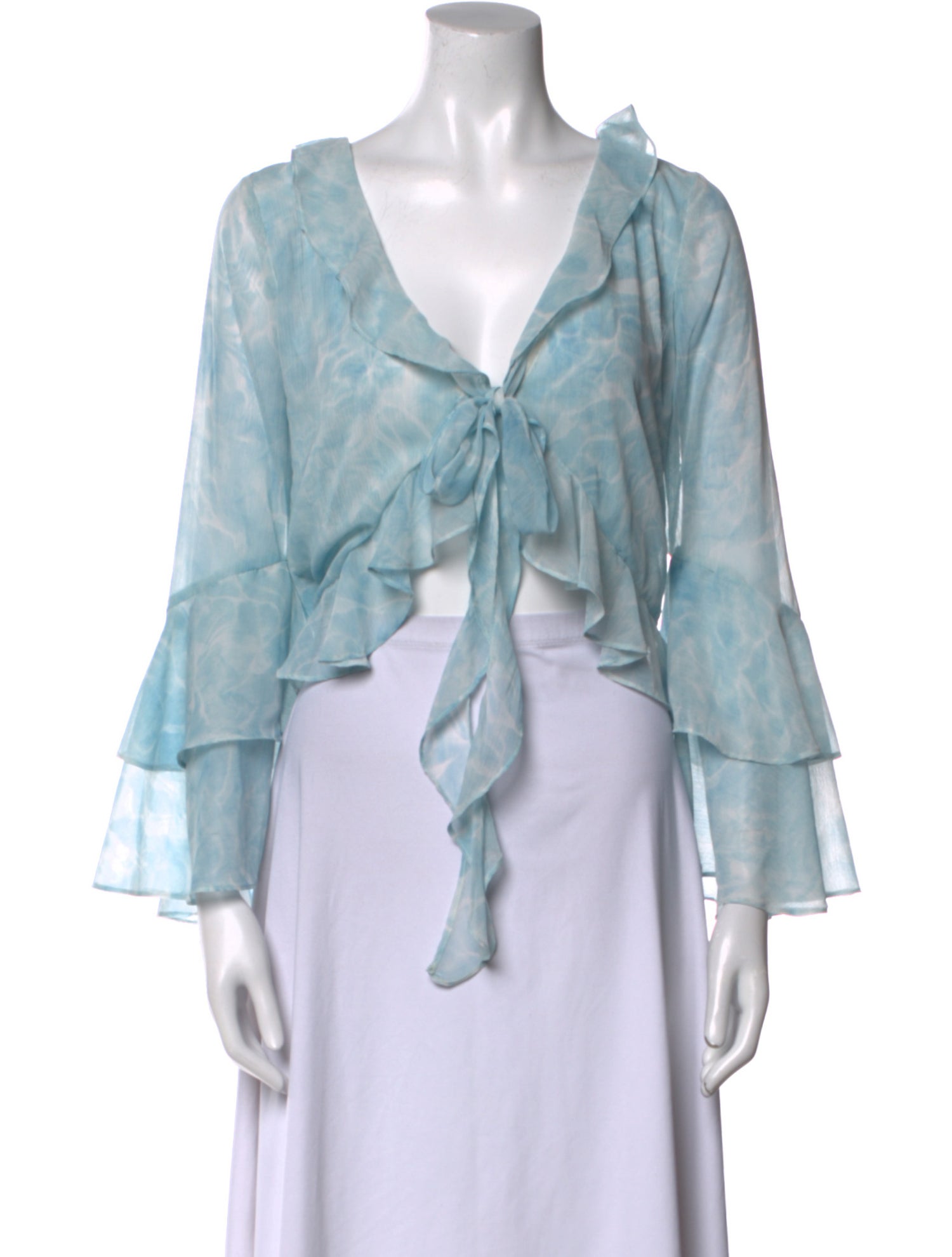 MISA Los Angeles Tie-Dye Print V-Neck Crop Top