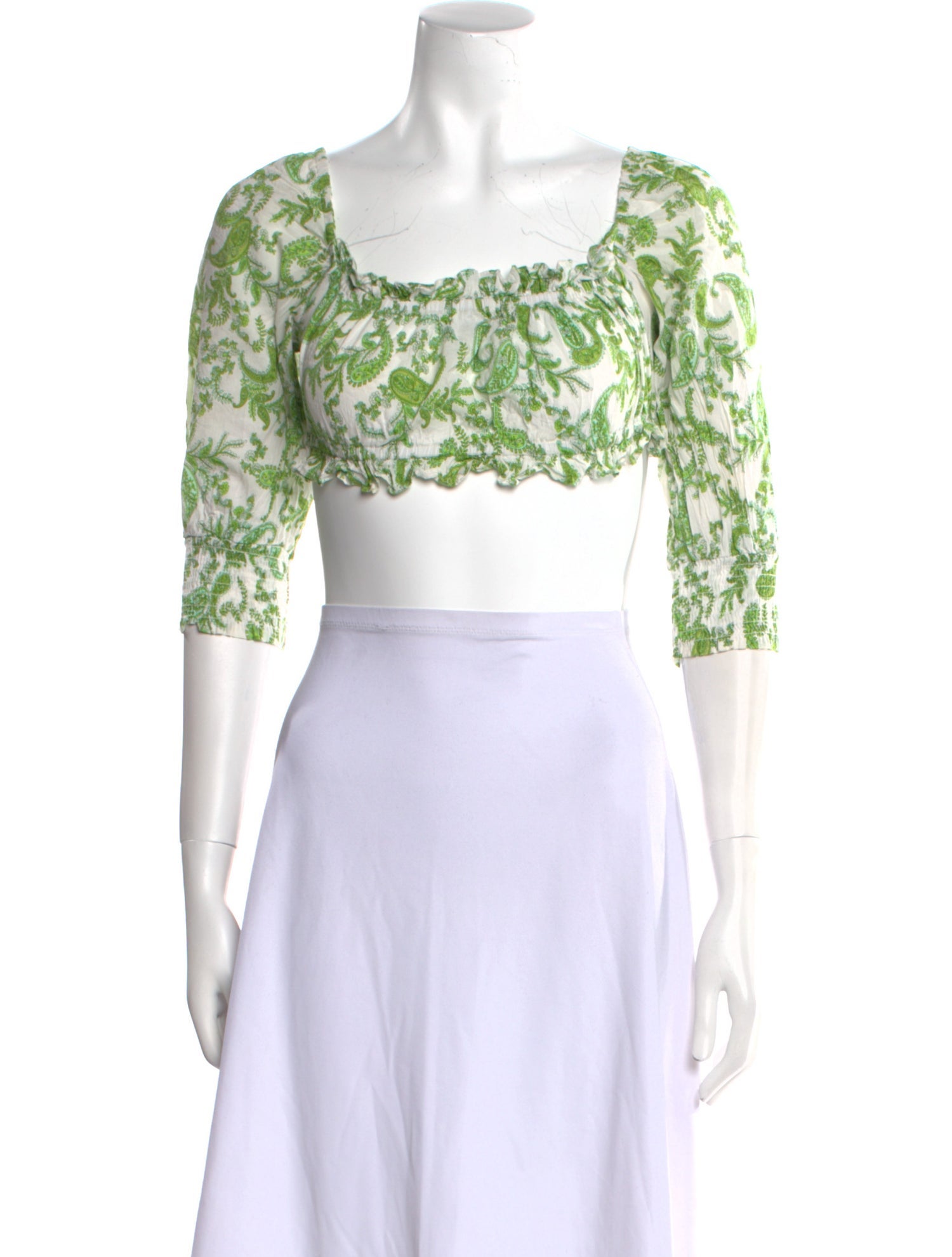 MISA Los Angeles Floral Print Square Neckline Crop Top