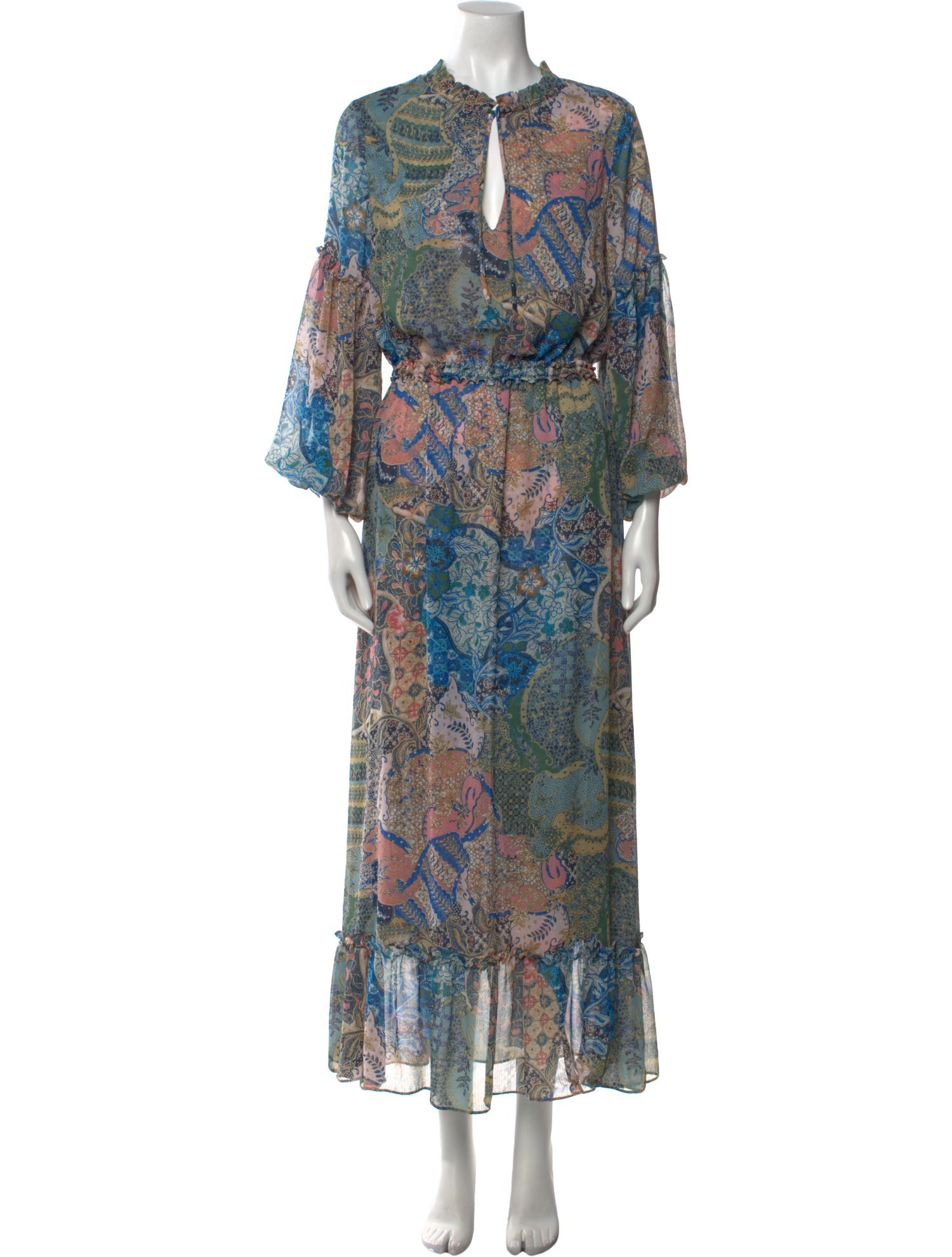 MISA Los Angeles Paisley Print Long Dress