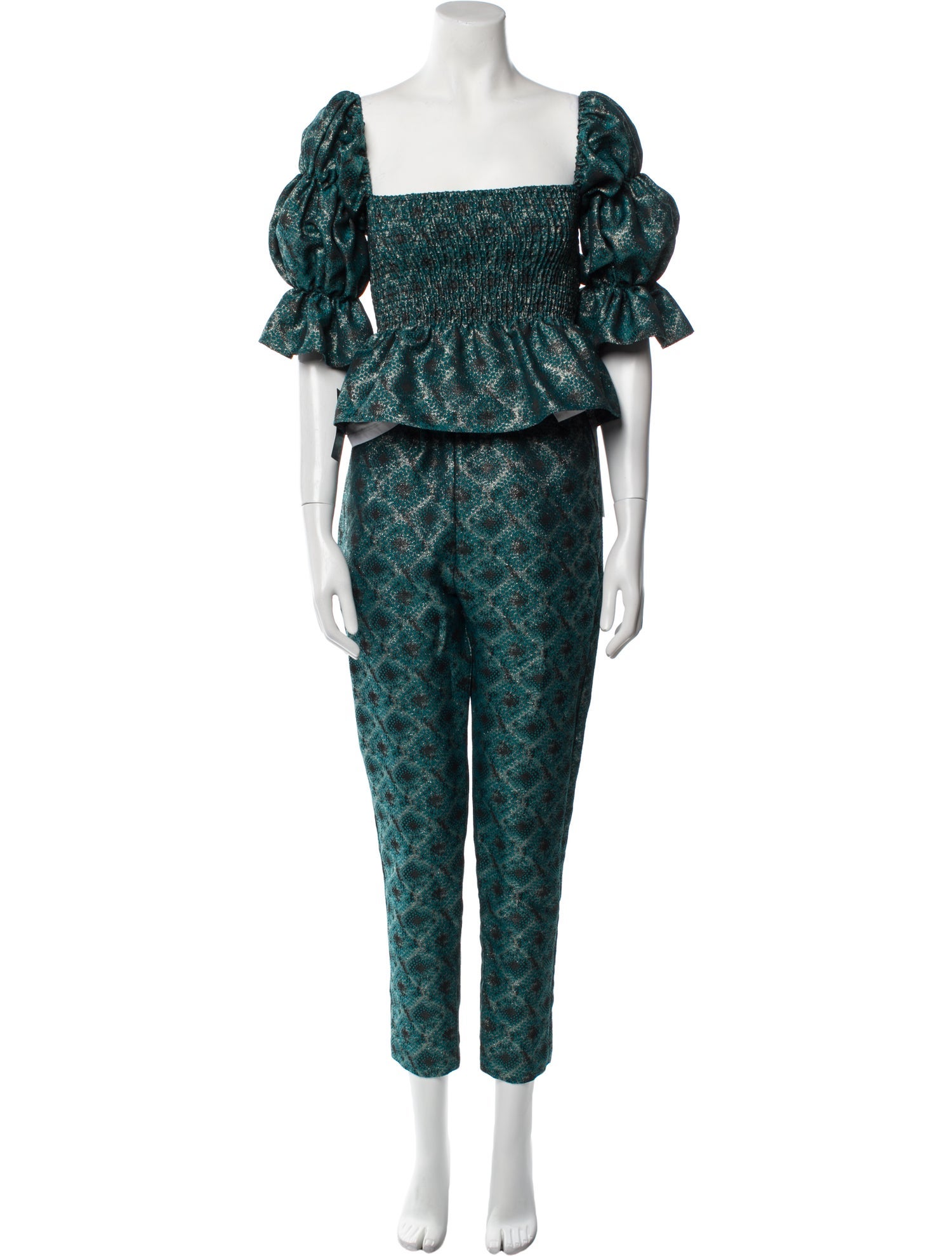 MISA Los Angeles Printed Ruffle Embellishment Pant Set