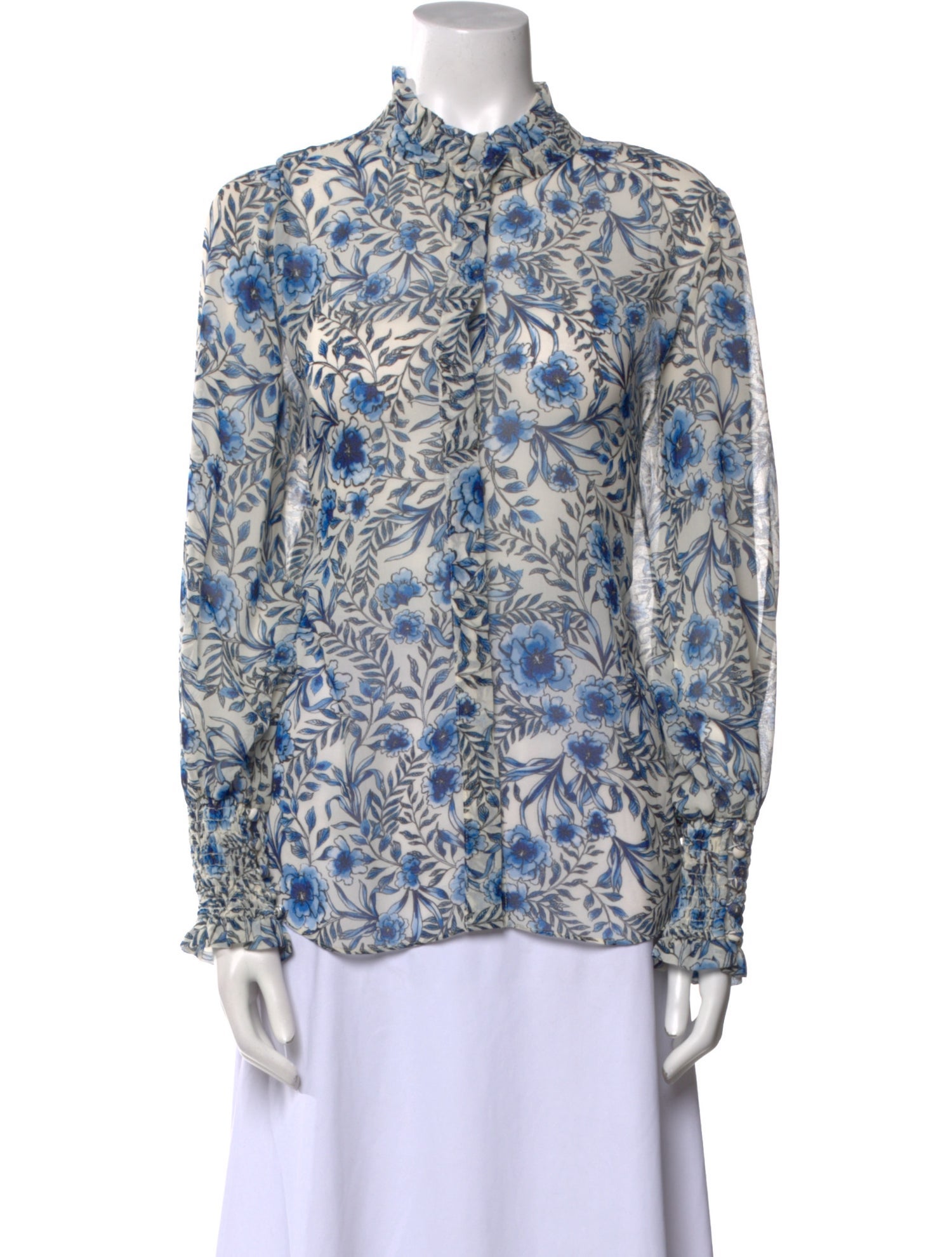 MISA Los Angeles Printed Mock Neck Blouse