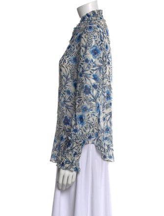 MISA Los Angeles Printed Mock Neck Button-Up Top