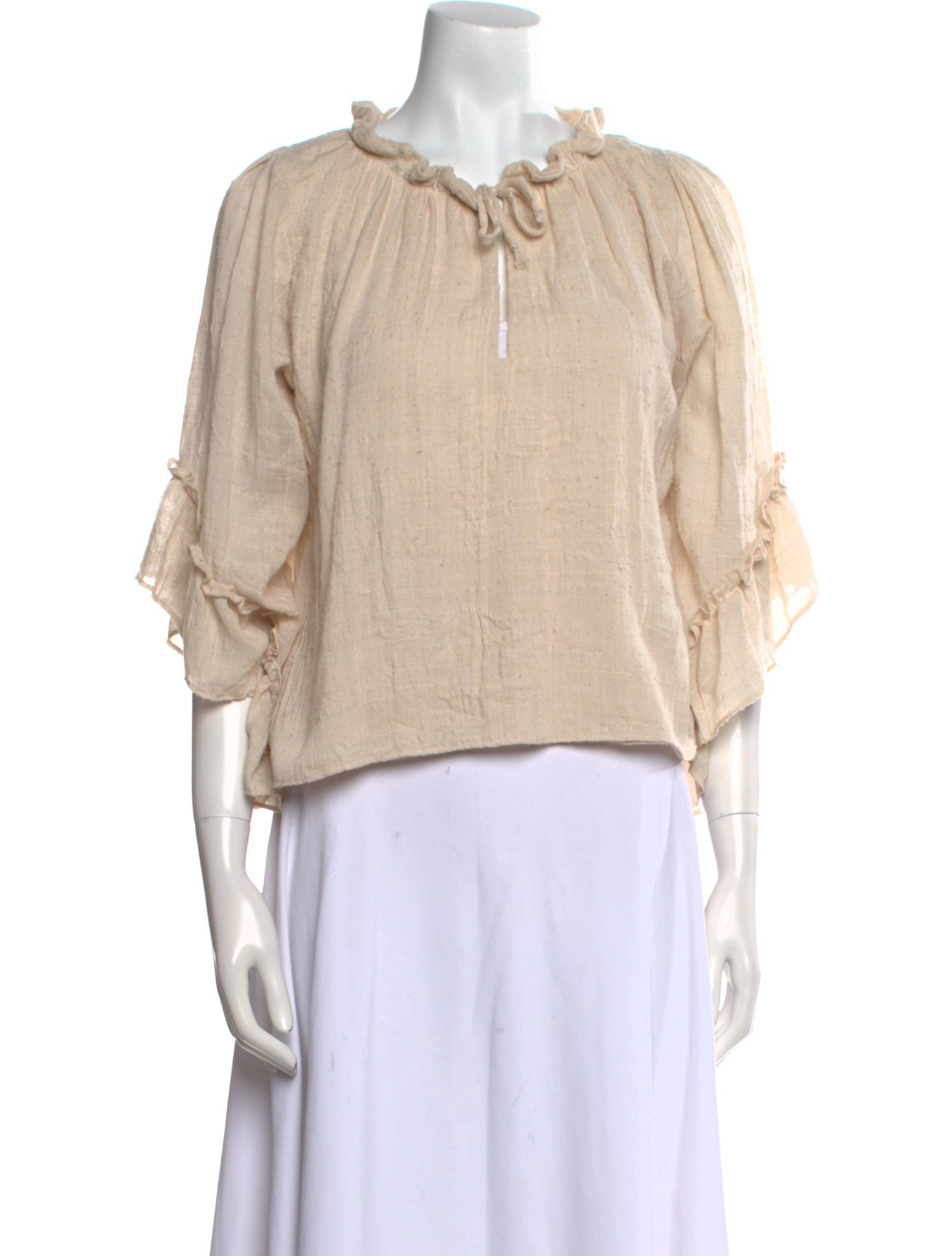 MISA Los Angeles V-Neck Three-Quarter Sleeve Crop Top