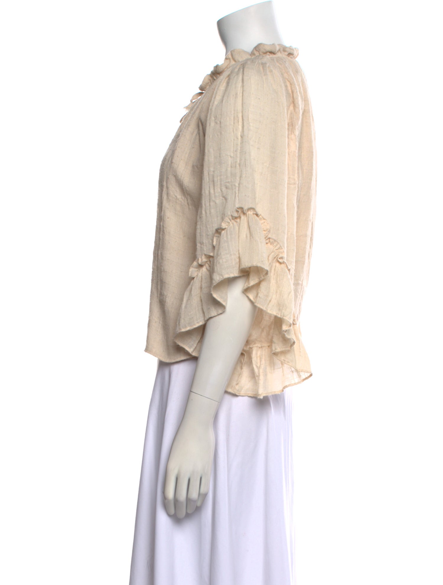 MISA Los Angeles V-Neck Three-Quarter Sleeve Crop Top