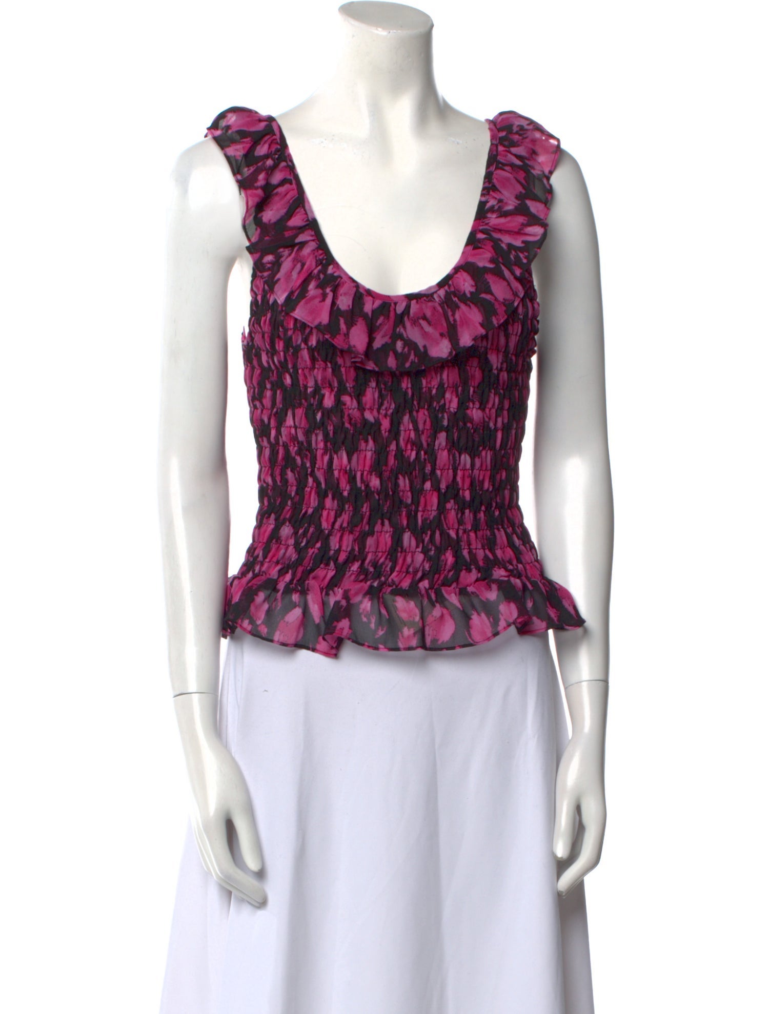 MISA Los Angeles Printed Scoop Neck Crop Top