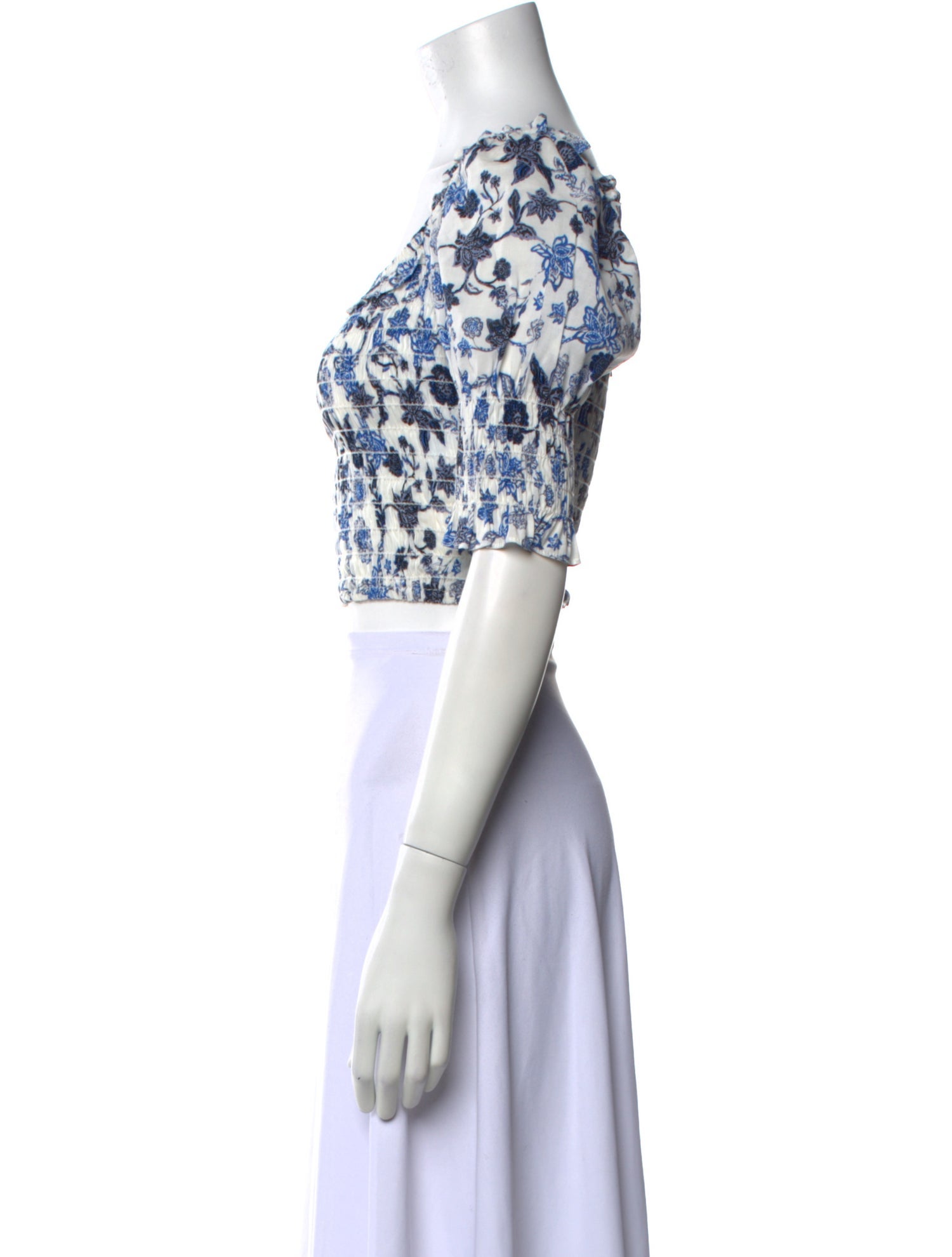 MISA Los Angeles Floral Print Square Neckline Crop Top