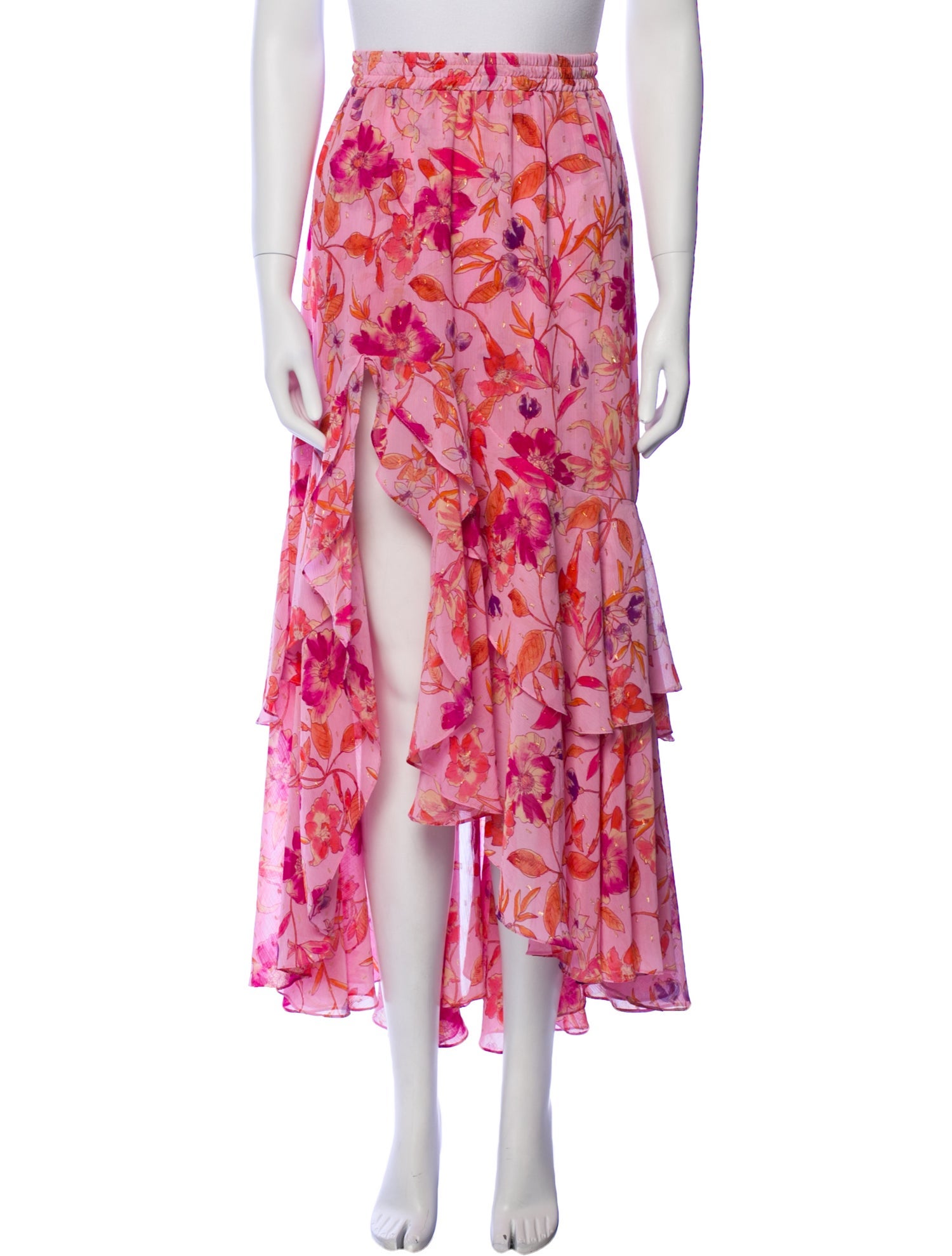 MISA Los Angeles Floral Print Midi Length Skirt