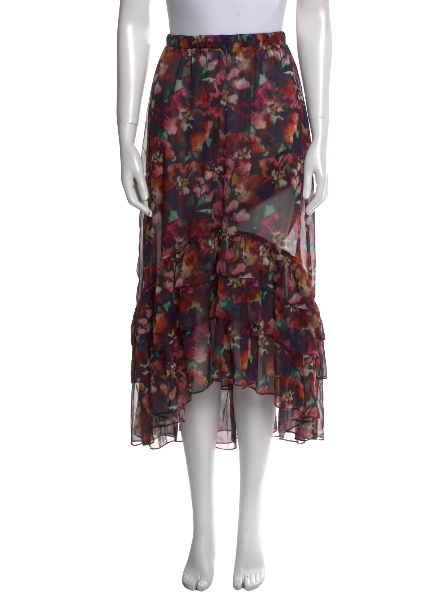 MISA Los Angeles Floral Print Midi Length Skirt