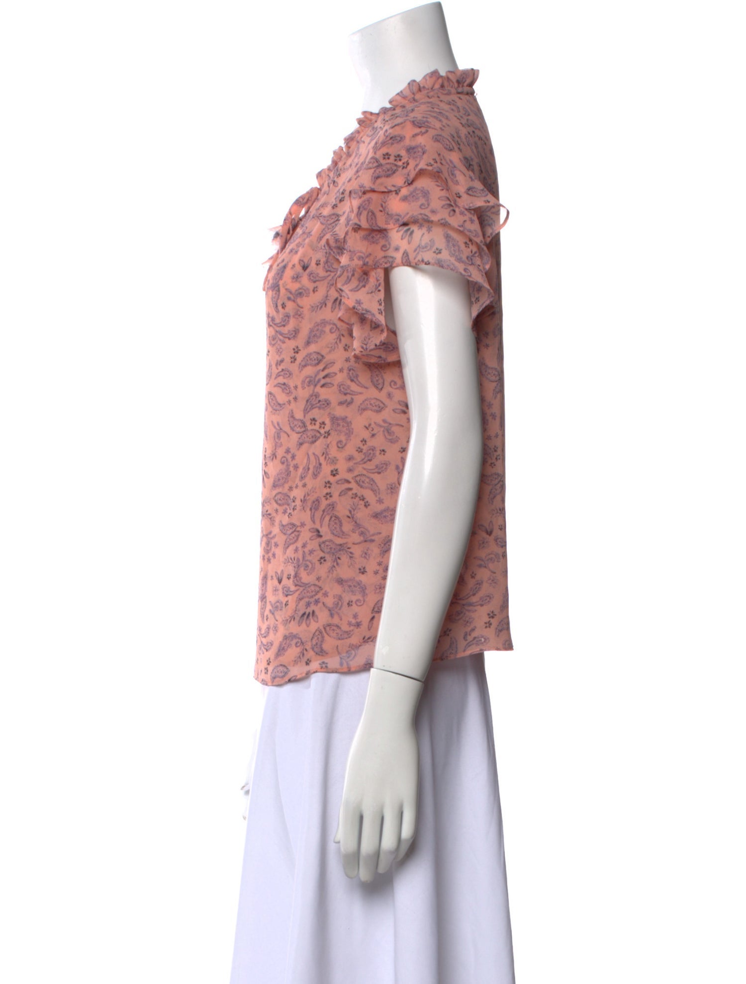 MISA Los Angeles Printed Tie Neck Blouse