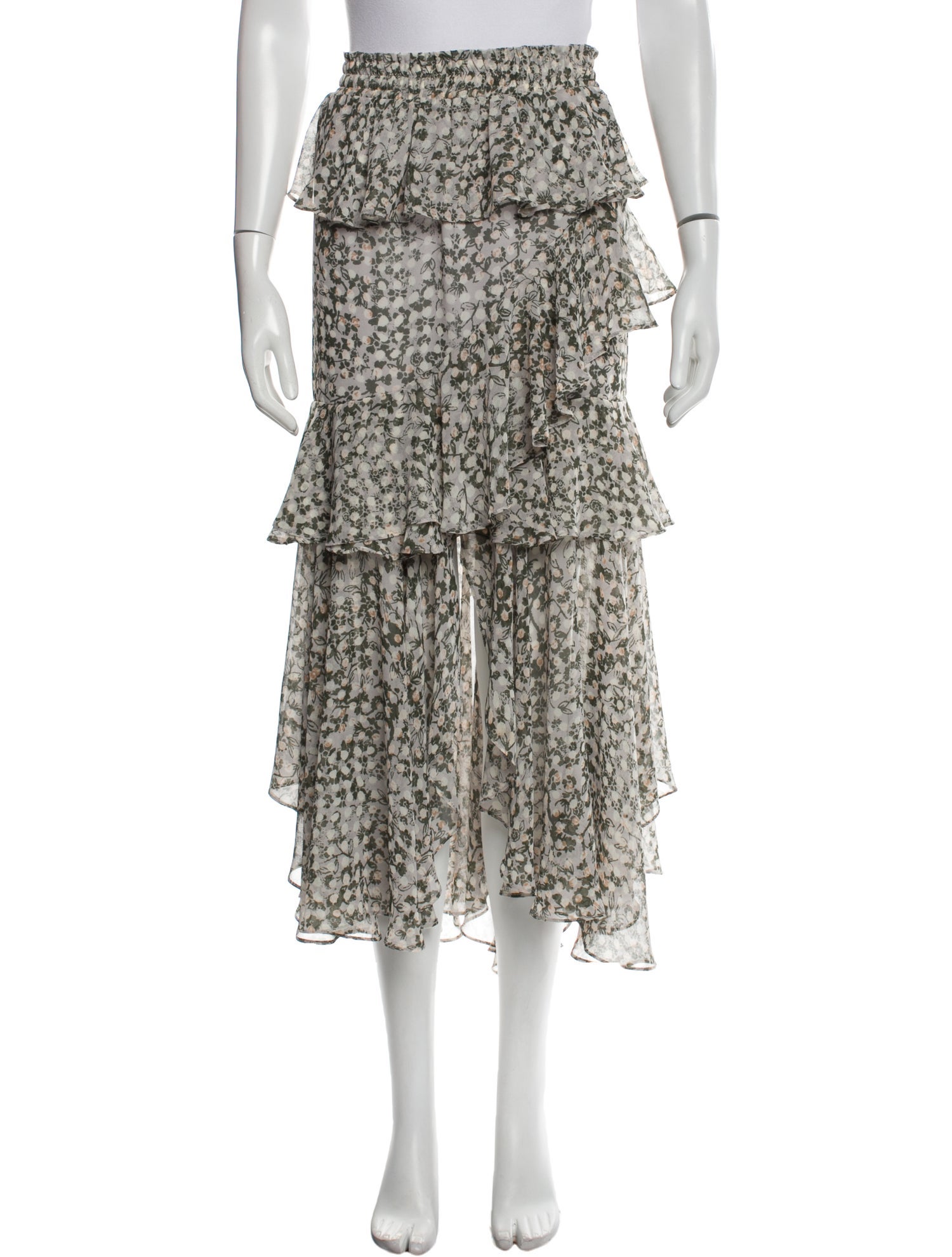 MISA Los Angeles Floral Print Midi Length Skirt